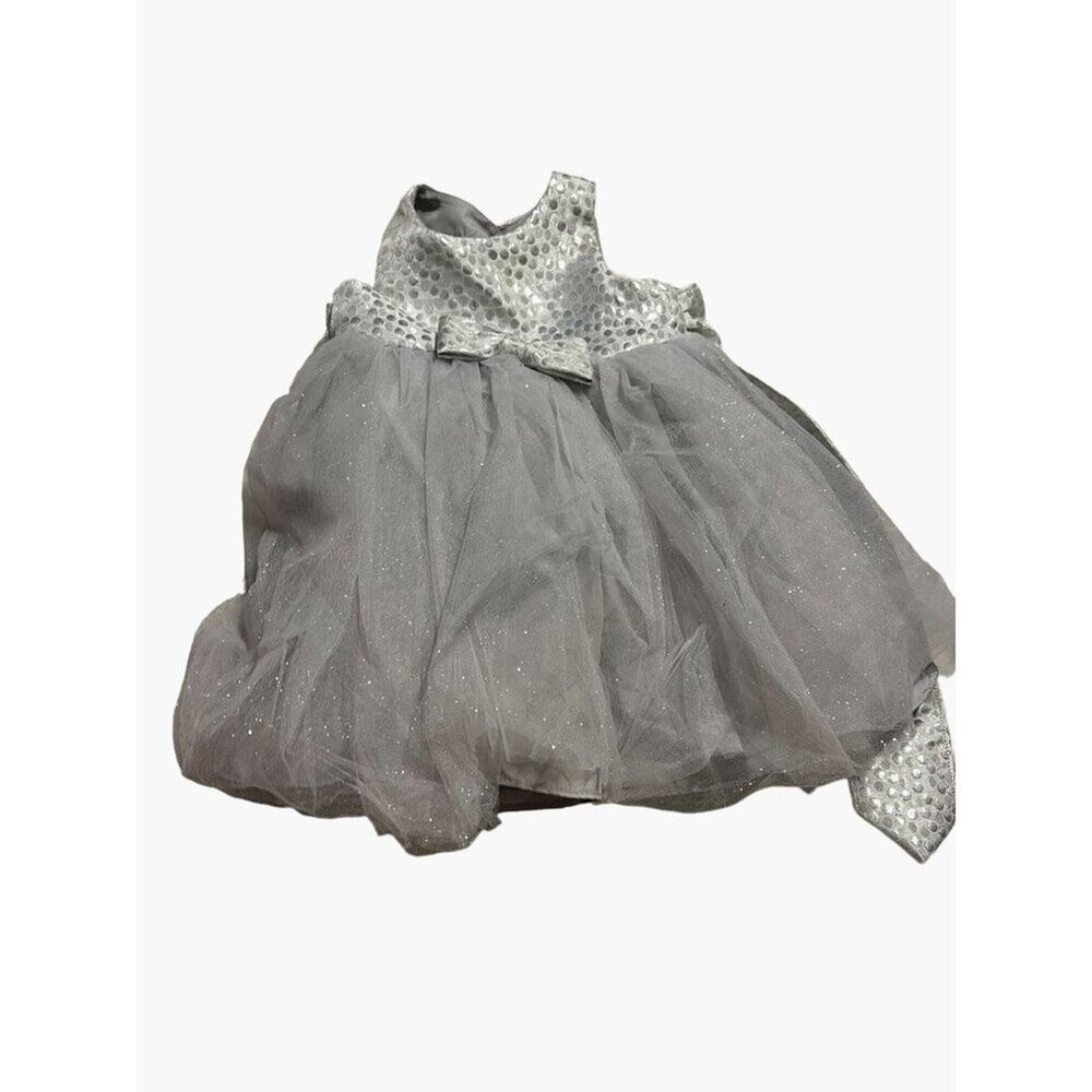 Pippa & Julie Silver Tulle Dress Infant Girls Size 18 months Excellent gently us